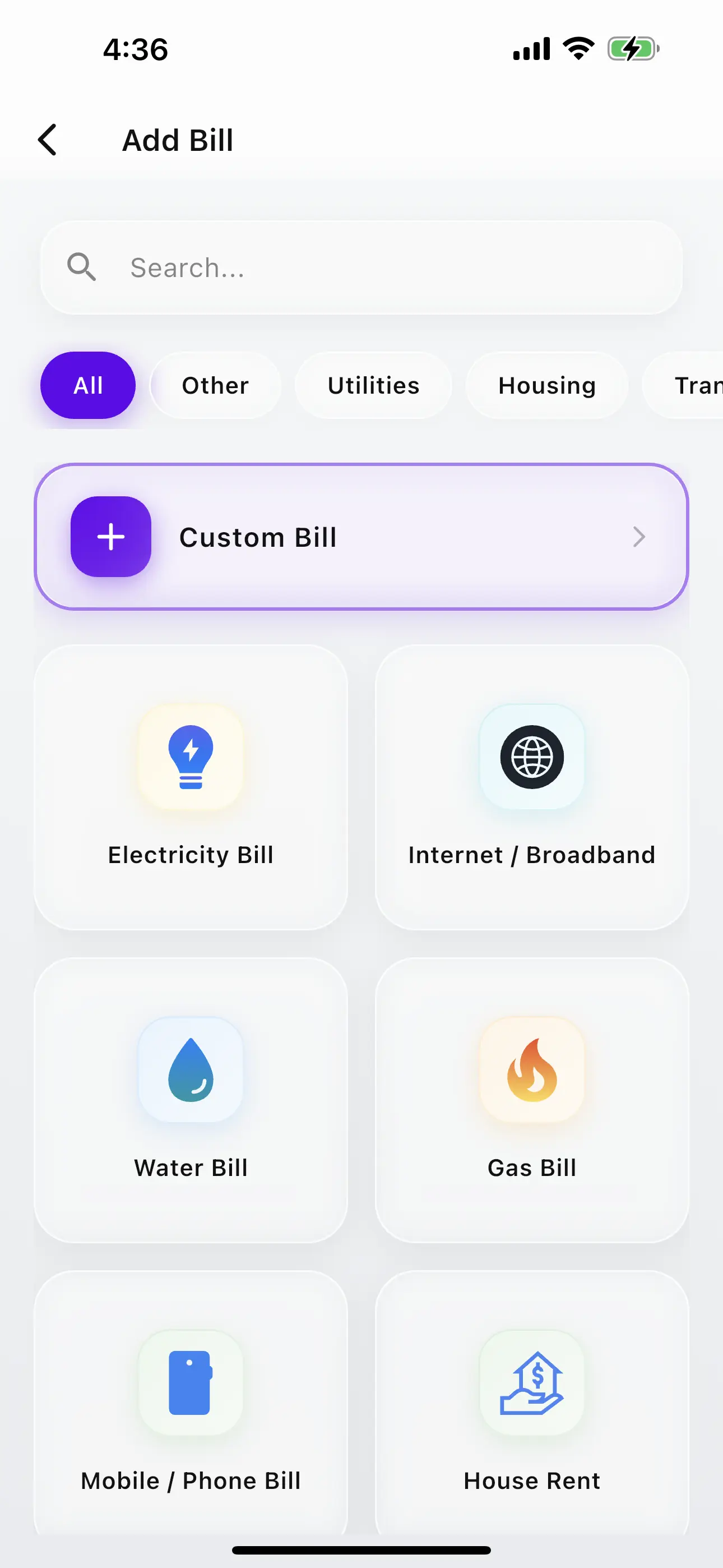 Add Bill View